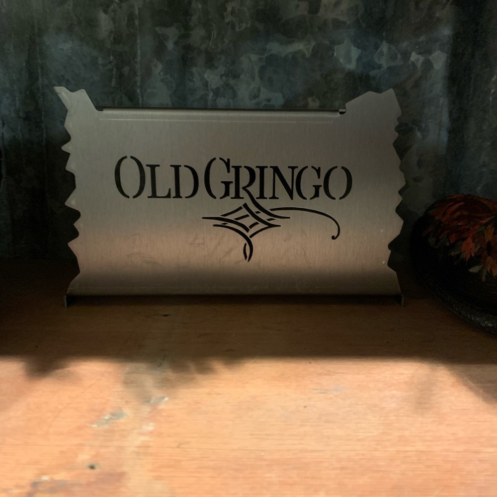 Old Gringo Silver Metal Logo Plaque with lasercut Lettering